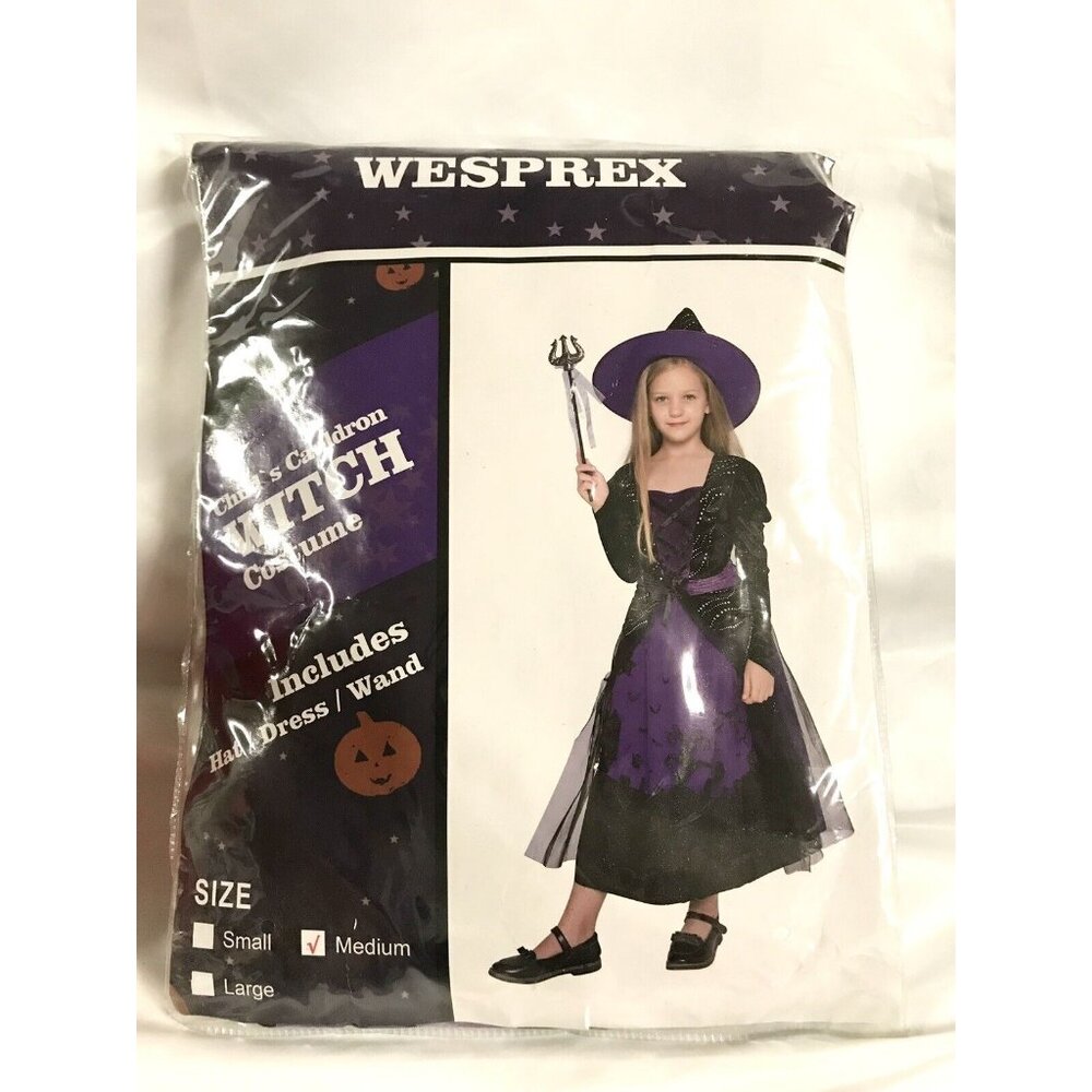Witch Happy Halloween Girl's Costume Dress & Hat Child Medium 8-10